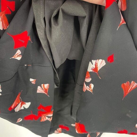Banana Republic Floral Print Flutter Sleeve Shift Dress Black Red Size 0 XS - Picture 9 of 13